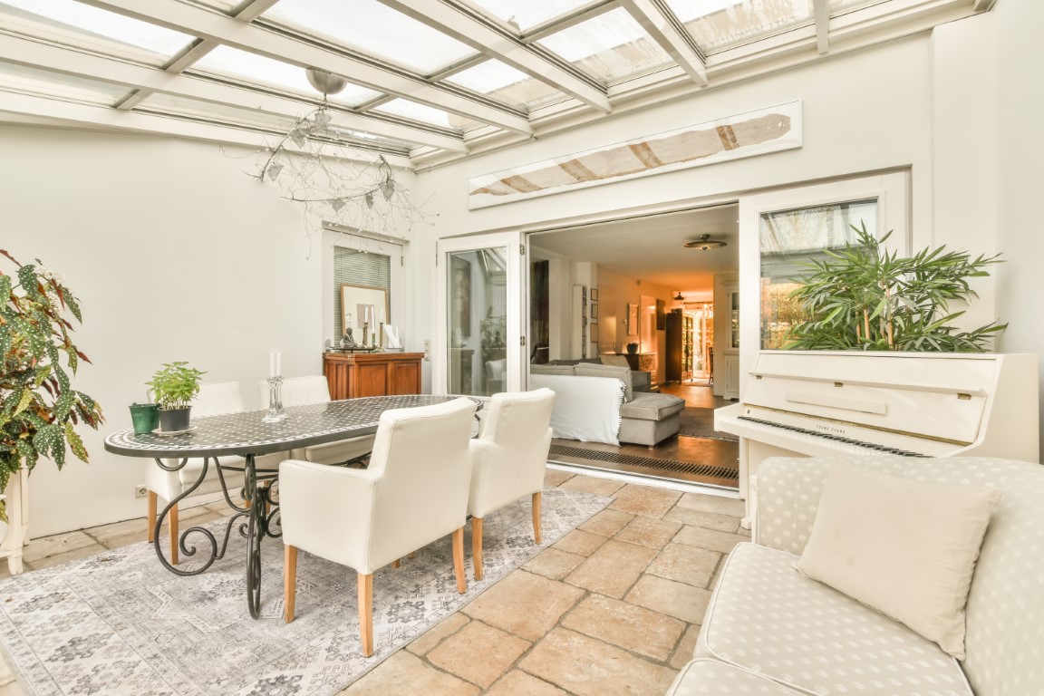 Stylish and cozy dining area with a table