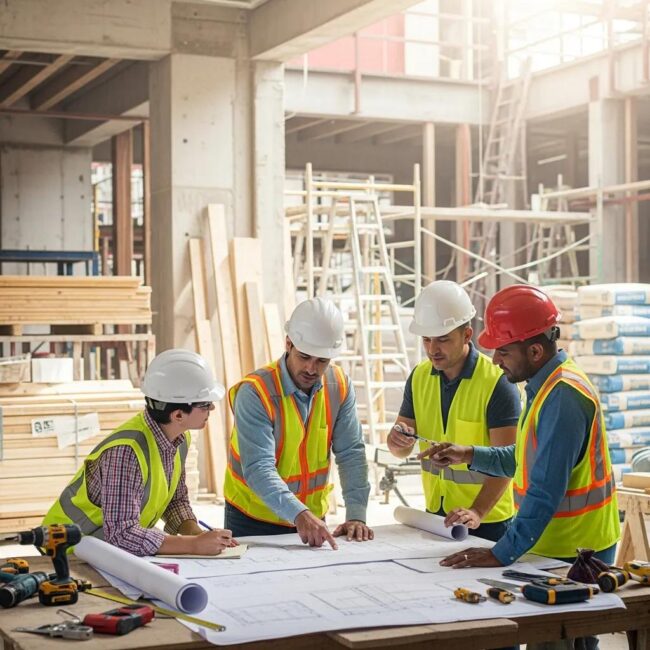 Construction team collaborating on design-build project in New Jersey