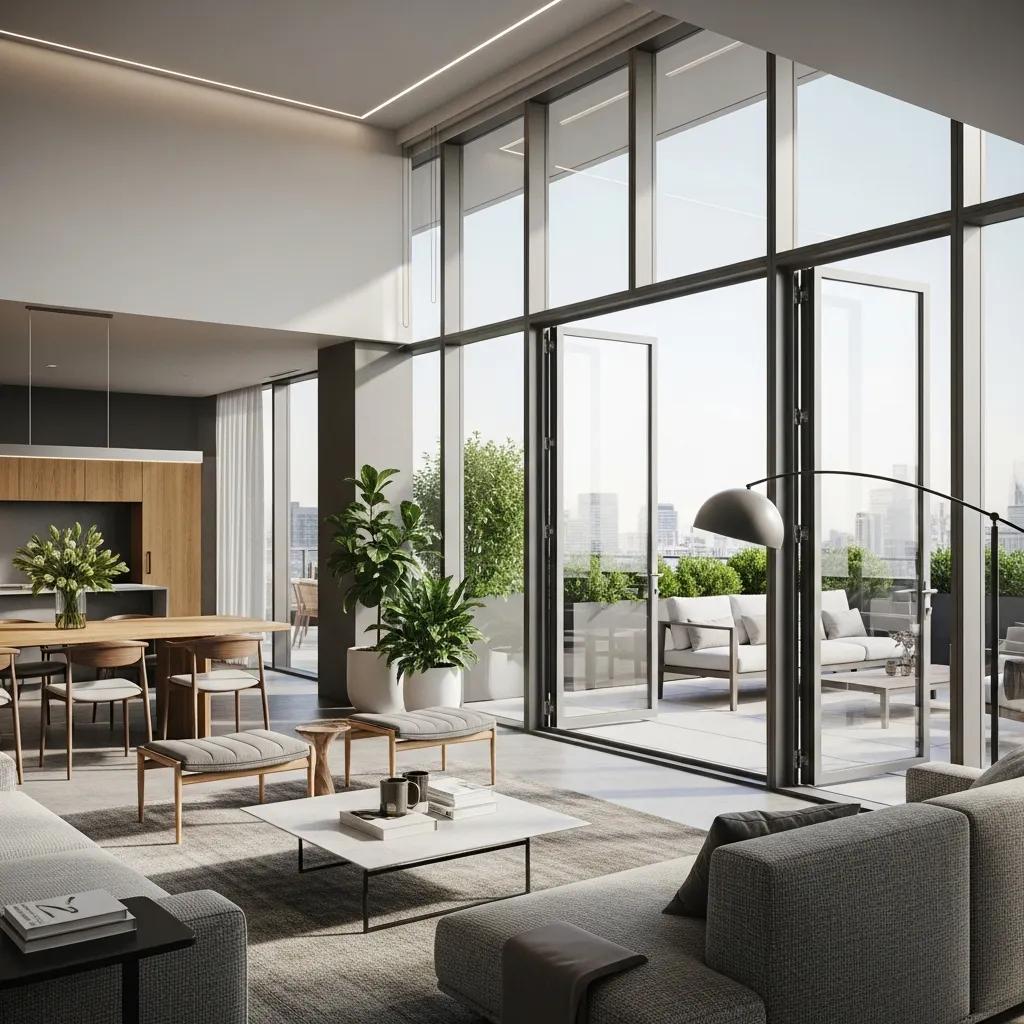 Modern Toronto interior with open plan, large windows and contemporary finishes