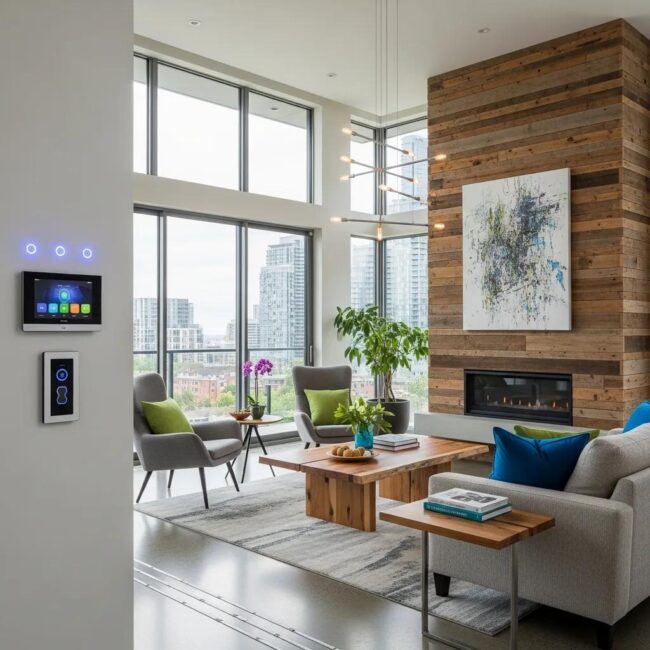 Modern Toronto home interior highlighting open-concept design and eco-friendly materials