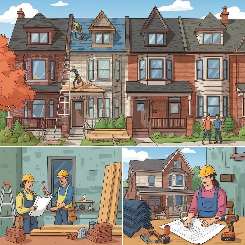 Toronto residential neighborhood with home renovations in progress, highlighting construction activity and community engagement